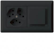 UP-Kombination KLI Gr.I-I, horizontal, 3×Typ 13 + Schalter S3 schwarz
