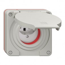 NUP-Steckdose Feller NEVO 1xT23 IP55 mit roter Dichtung lichtgrau
