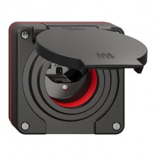 NUP-Steckdose Feller NEVO 1xT23 IP55 mit roter Dichtung schwarz