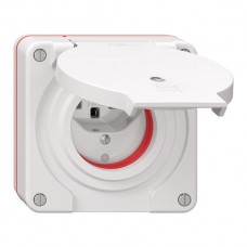 NUP-Steckdose Feller NEVO 1xT23 IP55 mit roter Dichtung LED weiss