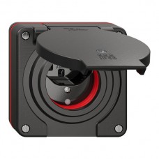 NUP-Steckdose Feller NEVO 1xT23 IP55 mit roter Dichtung LED schwarz