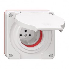 Steckdose Einsatz Feller NEVO 1xT15 IP55 mit roter Dichtung weiss für Kombination