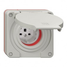 NUP-Steckdose Feller NEVO 1xT25 IP55 mit roter Dichtung lichtgrau