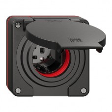 NUP-Steckdose Feller NEVO 1xT25 IP55 mit roter Dichtung schwarz