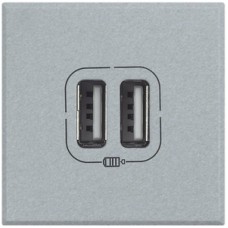 USB-Steckdose,2M,230/5V,alumin Axolute,2-fach,22x45mm
